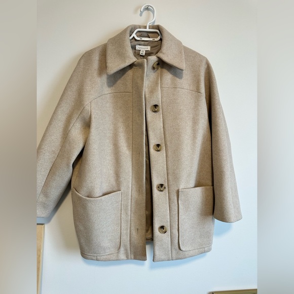 Topshop Womens Oatmeal Beige Color Oregon Car Coat Casual Jacket Size US Size 4 - Picture 3 of 5